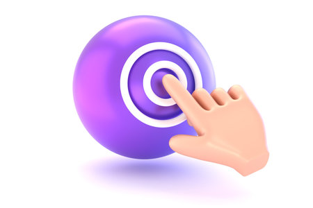 Hand pointing on sphere with a feedback on touch 3D renderの写真素材