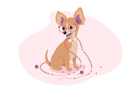 Cute domestic pet with accessoryのイラスト素材
