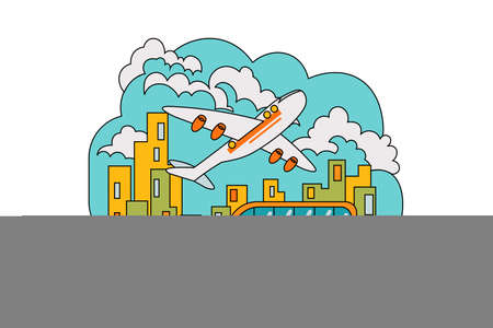 Airport terminal building with airplaneのイラスト素材