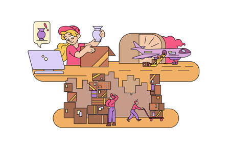 Fast work of delivery serviceのイラスト素材