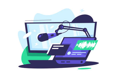 Sound recording equipment, microphone, headsetのイラスト素材