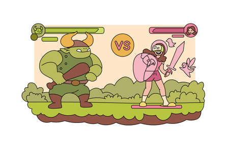 Virtual reality video game fightingのイラスト素材