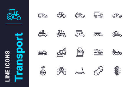 Types of transportation icons setのイラスト素材