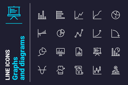 Graphs and diagrams analysis icons setのイラスト素材