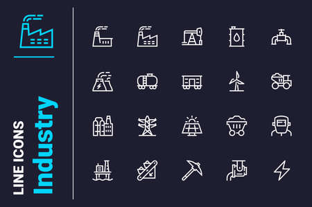 Industrial buildings icons setのイラスト素材