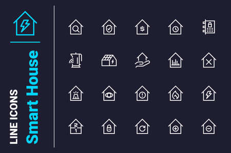 Smart house controlled remotely icons setのイラスト素材