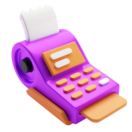 POS terminal with receipt 3d iconの写真素材