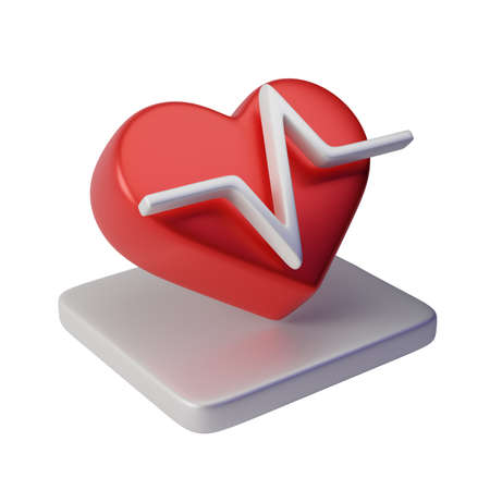 Red heart with white pulse lineの写真素材