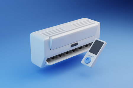 Conditioner with remote controlの写真素材