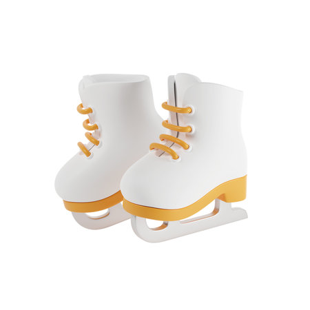 Pair of white figure skatesの写真素材