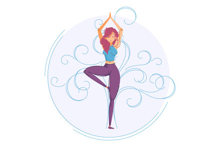 Serene Yoga Balance Poseのイラスト素材
