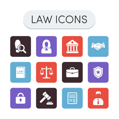 Set of colored vector justice law and legal iconsのイラスト素材