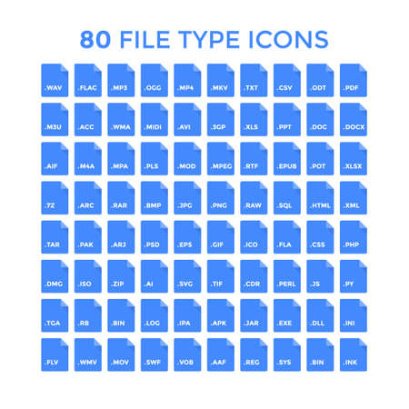 File type icons set. Vector file format labelsの写真素材