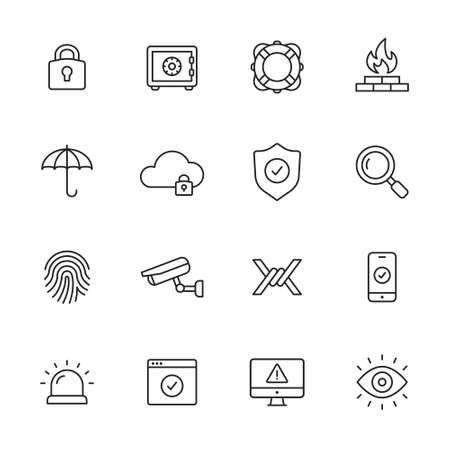 Protection and security line iconsのイラスト素材