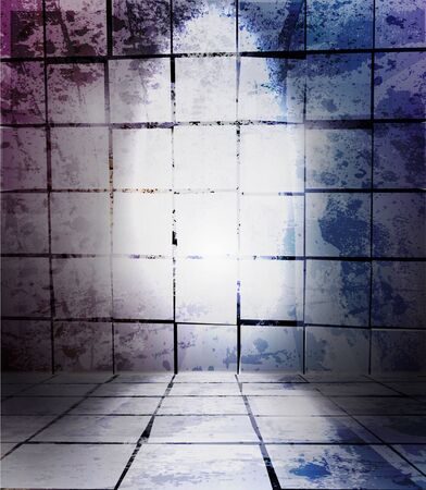 Old room, grunge interior vector backgroundのイラスト素材