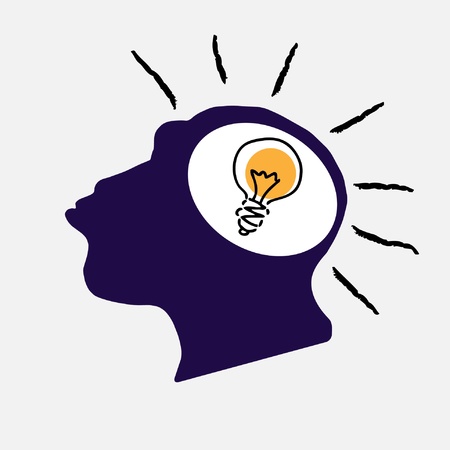 illustration of idea bulb in stylized monkey headのイラスト素材