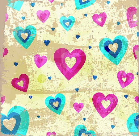 Grunge hearts vector backgroundのイラスト素材