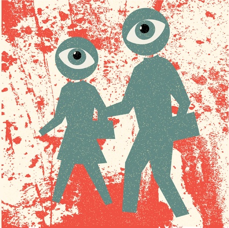 Pedestrian traffic retro posterのイラスト素材