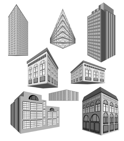  set of buildingsのイラスト素材