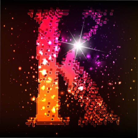 Glowing neon font. Shiny letterのイラスト素材