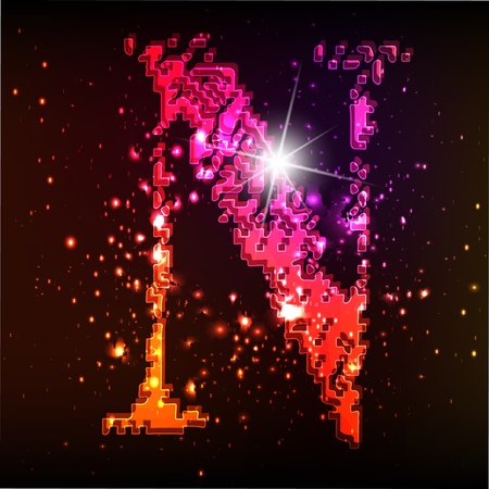 Glowing neon font. Shiny letterのイラスト素材