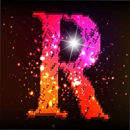 Glowing neon font. Shiny letterのイラスト素材