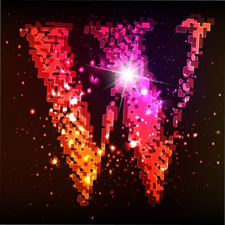 Glowing neon font. Shiny letterのイラスト素材