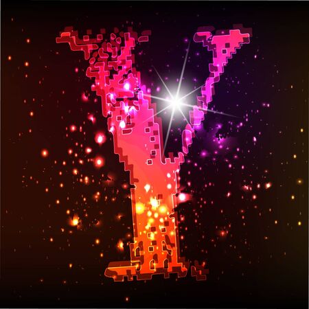 Glowing neon font. Shiny letterのイラスト素材