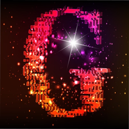 Glowing neon font. Shiny letterのイラスト素材