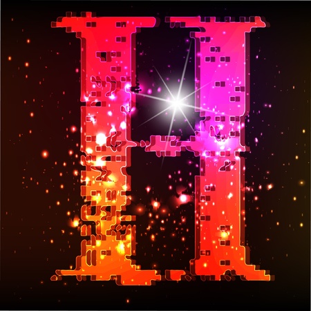 Glowing neon font. Shiny letterのイラスト素材