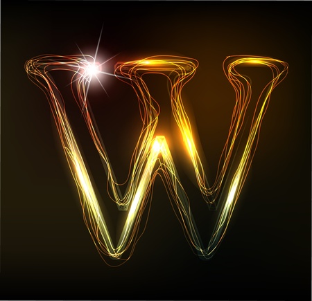 Glowing neon font. Shiny letter