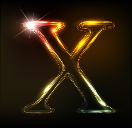 Glowing neon font. Shiny letterのイラスト素材