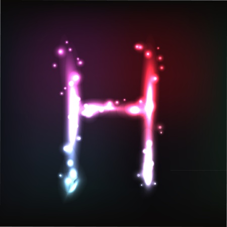 Vector alphabet. Neon letterのイラスト素材