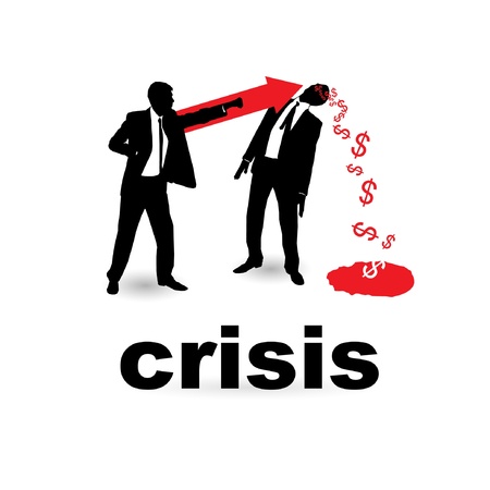 The concept of the financial crisis. Duel of two businessmen.のイラスト素材