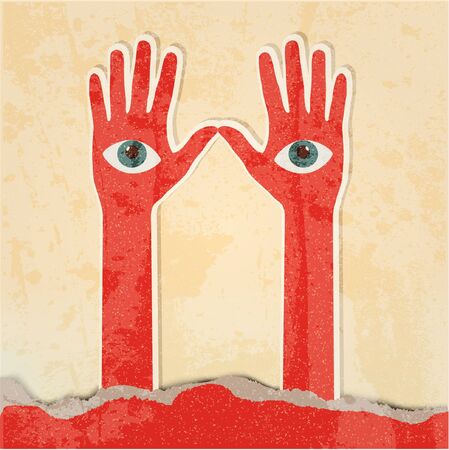 Hands. Retro posterのイラスト素材