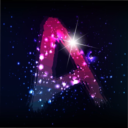 Vector alphabet. Neon letterのイラスト素材