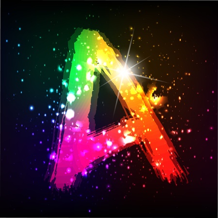 Vector alphabet. Neon letterのイラスト素材