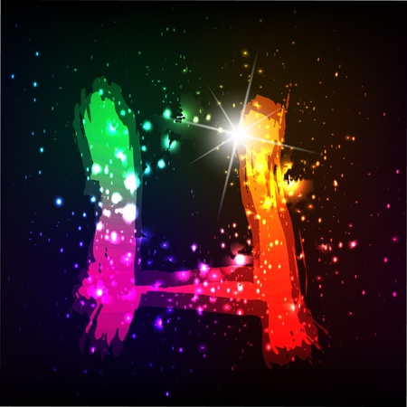 Vector alphabet. Neon letterのイラスト素材
