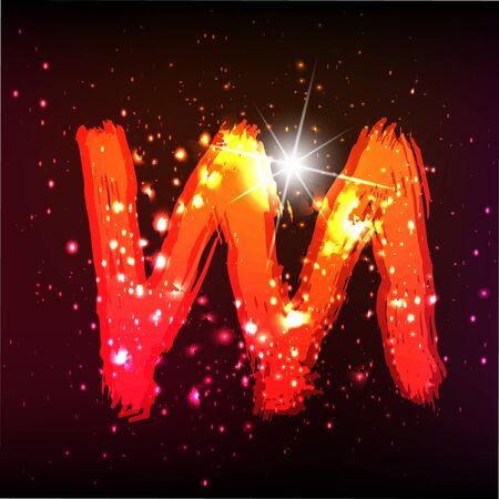 Vector alphabet. Neon letterのイラスト素材