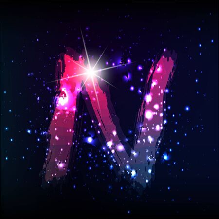 Vector alphabet. Neon letterのイラスト素材