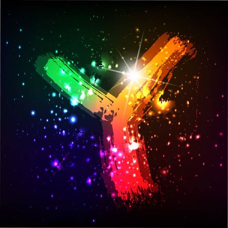 Vector alphabet. Neon letter のイラスト素材