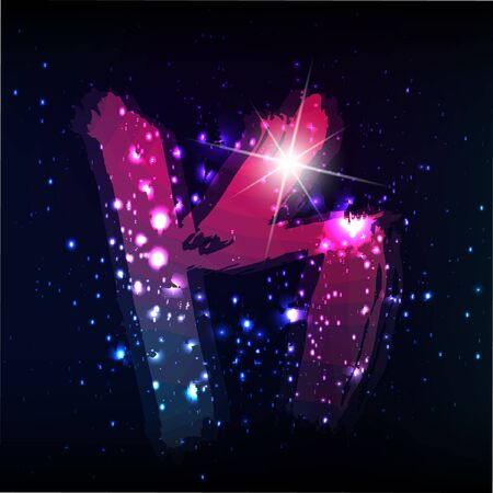 Vector alphabet. Neon letterのイラスト素材