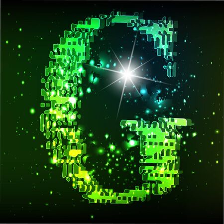 Vector alphabet. Neon letterのイラスト素材