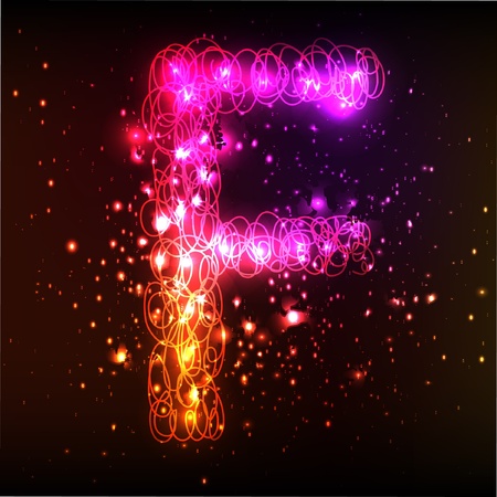 Glowing neon font. Shiny letterのイラスト素材