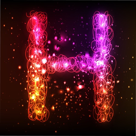Glowing neon font. Shiny letterのイラスト素材