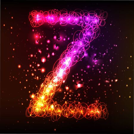 Glowing neon font. Shiny letterのイラスト素材