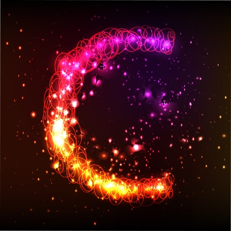 Glowing neon font. Shiny letterのイラスト素材