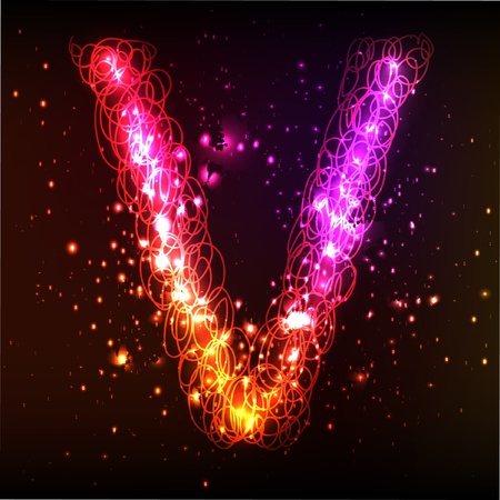 Glowing neon font. Shiny letterのイラスト素材