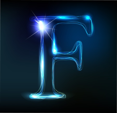 Glowing neon font. Shiny letterのイラスト素材