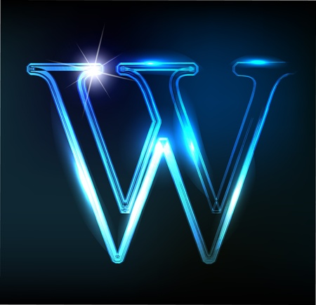 Glowing neon font. Shiny letterのイラスト素材